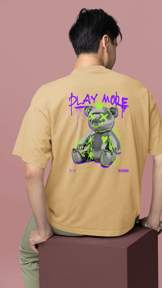 Vordy'X Play More Oversized Premium T-Shirt Beige