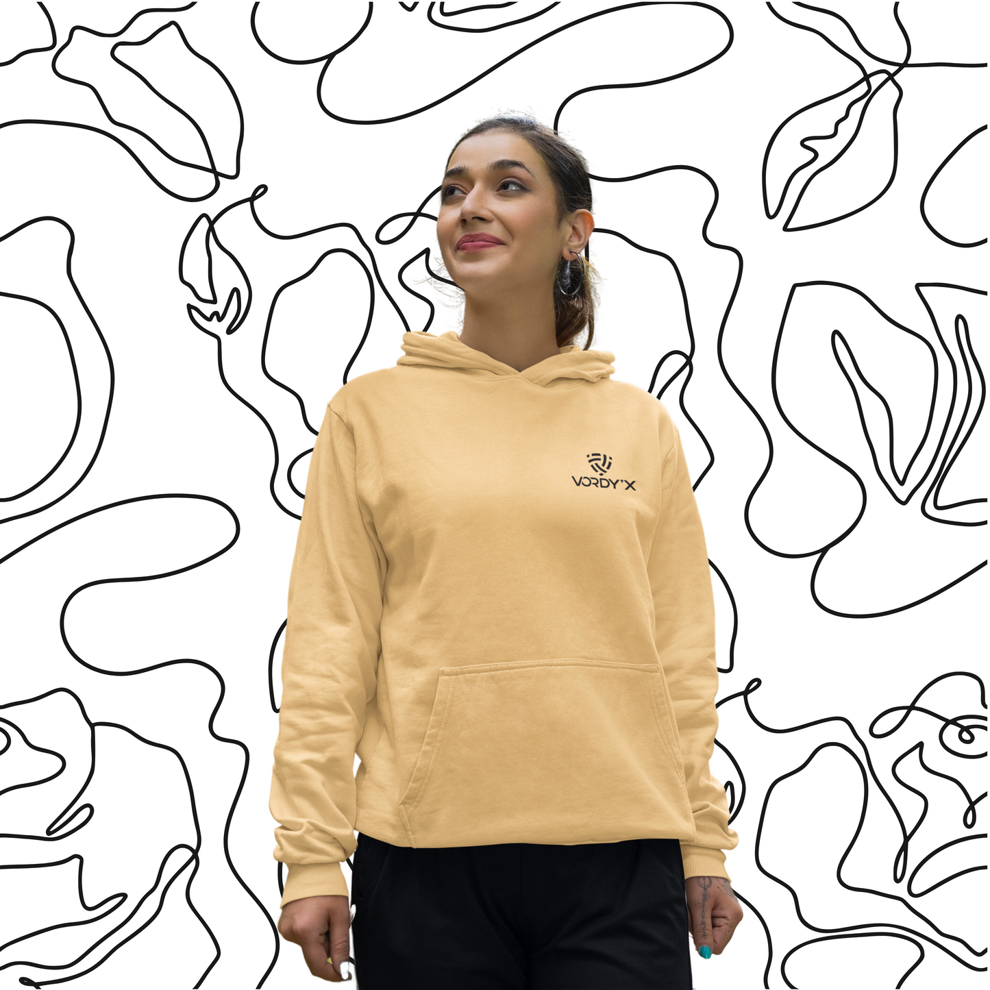 Vordy'X Unisex Beige Hoodie