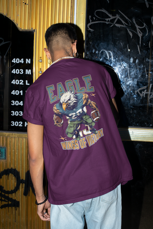 Vordy'X Eagle Overdsized Wine Color T-Shirt