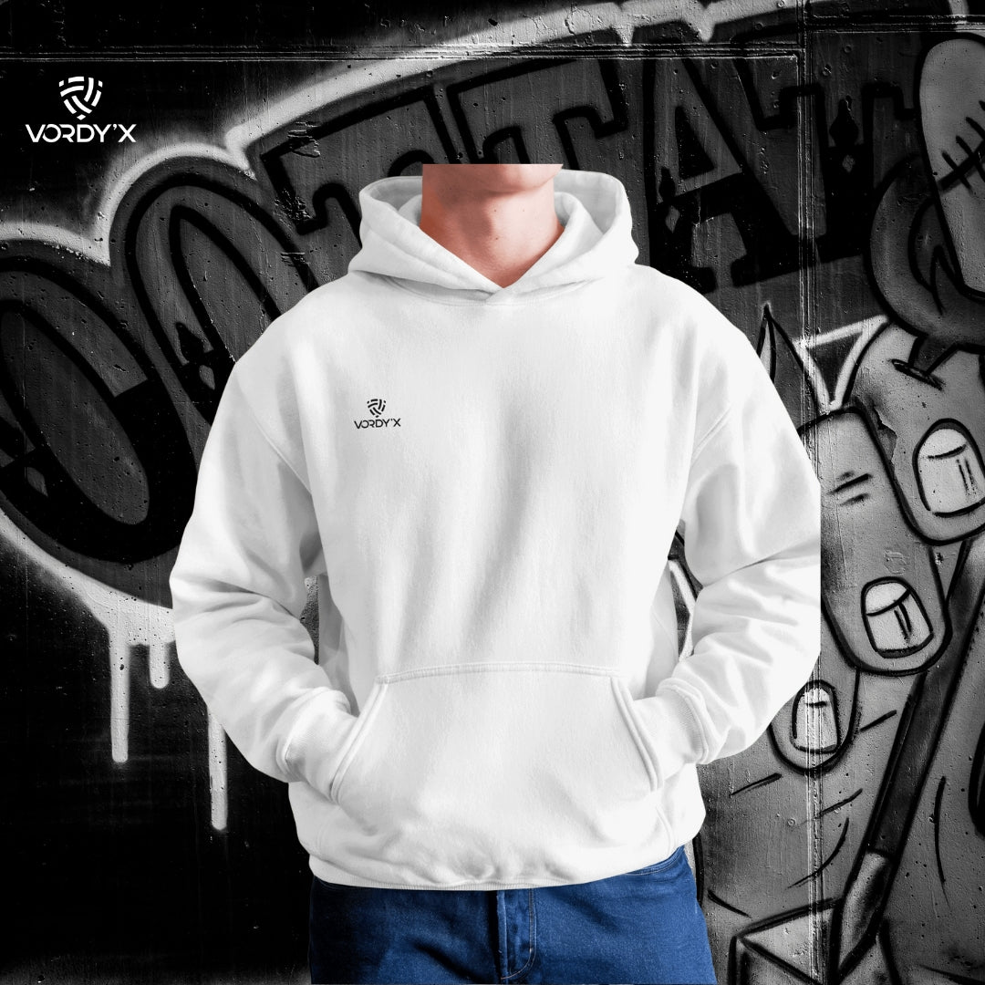 Vordy'X Unisex Pure Cotton White Solid Hoodie (Introductory Price For Limited Period) 🔥